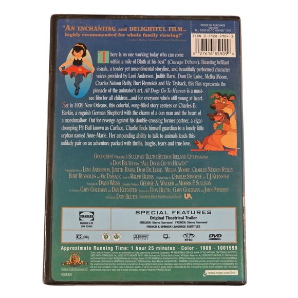 All Dogs Go To Heaven DVD Animated Film Family Classic NOS Sealed - Picture 2 of 5